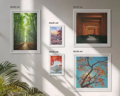Galeria de quadros para parede com paisagens de flores de bambu do Japão