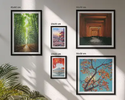 Galeria de quadros para parede com paisagens de flores de bambu do Japão