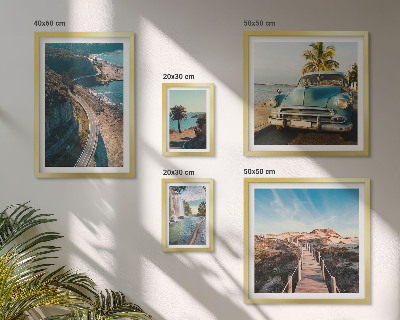 Conjunto de 5 quadros com moldura Paisagens, viagens, carros, natureza