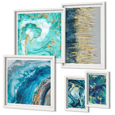 Galeria de parede Composições abstratas em azul