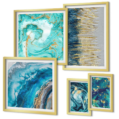 Galeria de parede Composições abstratas em azul