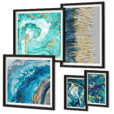 Galeria de parede Composições abstratas em azul