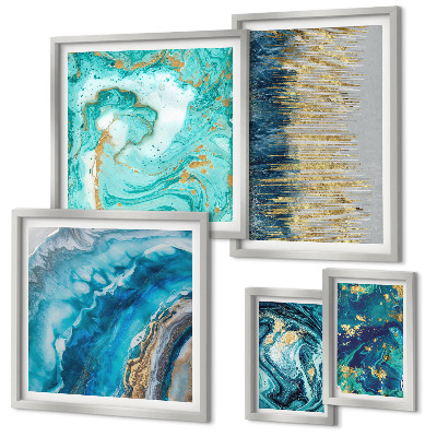 Galeria de parede Composições abstratas em azul