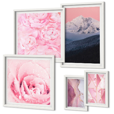 Parede galeria de quadros Paisagens cor-de-rosa flores modernas