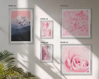 Galeria de quadros para parede com paisagens modernas de flores em tons de cor-de-rosa