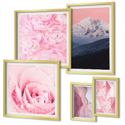 Parede galeria de quadros Paisagens cor-de-rosa flores modernas