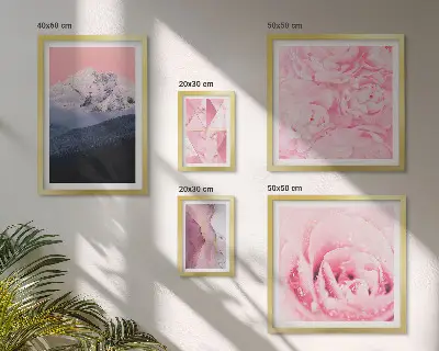 Galeria de quadros para parede com paisagens modernas de flores em tons de cor-de-rosa