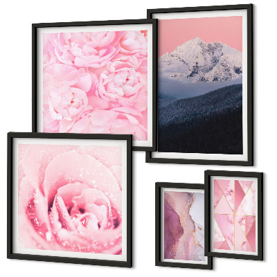 Parede galeria de quadros Paisagens cor-de-rosa flores modernas
