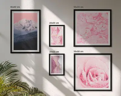 Galeria de quadros para parede com paisagens modernas de flores em tons de cor-de-rosa