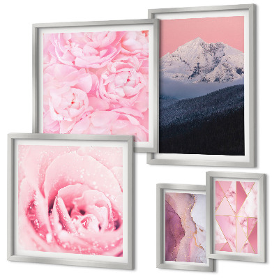 Parede galeria de quadros Paisagens cor-de-rosa flores modernas