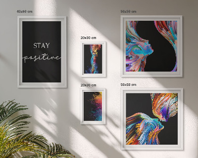 Conjunto de 5 quadros com moldura Abstrações coloridas e positivas