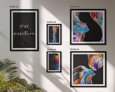 Conjunto de 5 quadros com moldura Abstrações coloridas e positivas