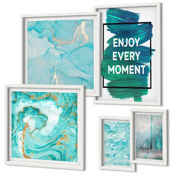 Conjunto de 5 quadros decorativos Composições abstratas com inscrições