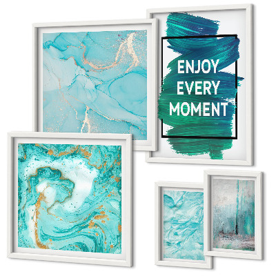 Conjunto de 5 quadros decorativos Composições abstratas com inscrições