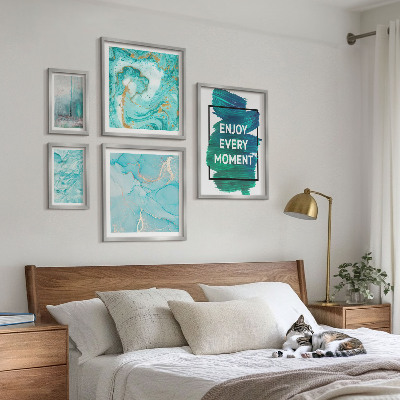 Conjunto de 5 quadros decorativos Composições abstratas com inscrições