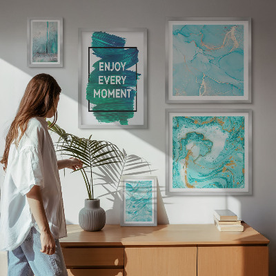 Conjunto de 5 quadros decorativos Composições abstratas com inscrições