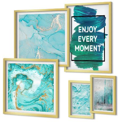 Conjunto de 5 quadros decorativos Composições abstratas com inscrições