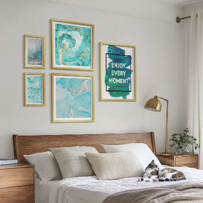 Conjunto de 5 quadros decorativos Composições abstratas com inscrições