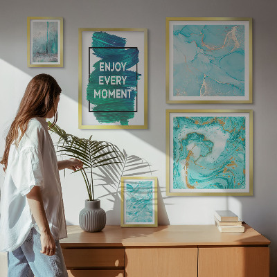 Conjunto de 5 quadros decorativos Composições abstratas com inscrições