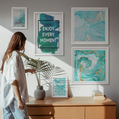 Conjunto de 5 quadros decorativos Composições abstratas com inscrições