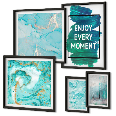 Conjunto de 5 quadros decorativos Composições abstratas com inscrições