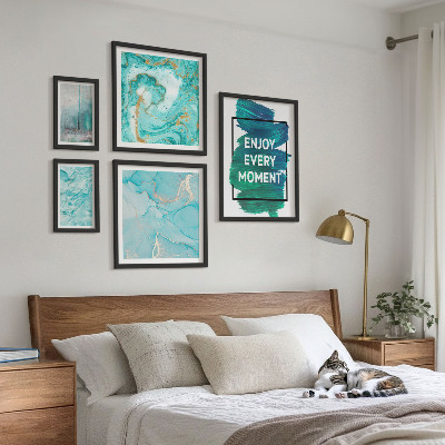 Conjunto de 5 quadros decorativos Composições abstratas com inscrições