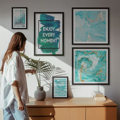 Conjunto de 5 quadros decorativos Composições abstratas com inscrições