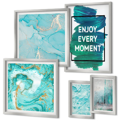 Conjunto de 5 quadros decorativos Composições abstratas com inscrições