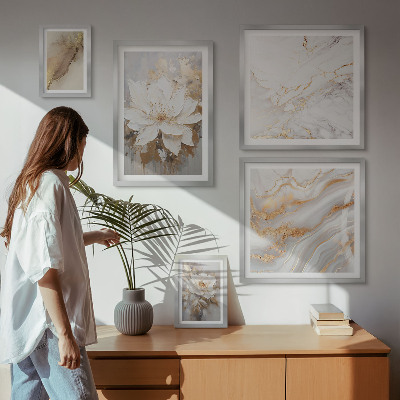 Conjunto de 5 quadros decorativos Composições florais elegantes