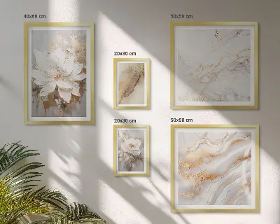 Conjunto de 5 quadros decorativos com composições florais elegantes
