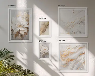 Conjunto de 5 quadros decorativos com composições florais elegantes