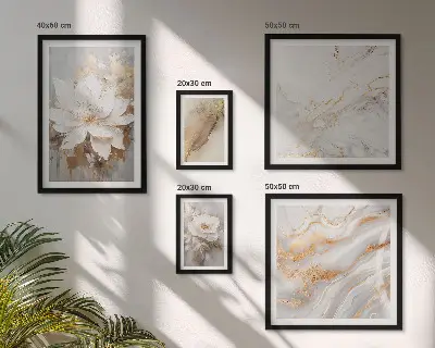 Conjunto de 5 quadros decorativos com composições florais elegantes