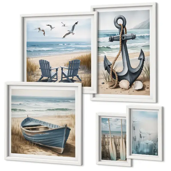 Galeria de quadros para parede com inspirações de estilo praiano