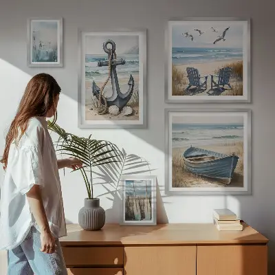 Galeria de quadros para parede com inspirações de estilo praiano