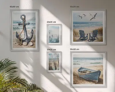 Galeria de quadros para parede com inspirações de estilo praiano