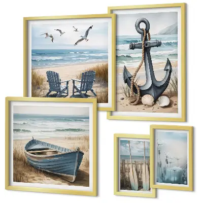Galeria de quadros para parede com inspirações de estilo praiano
