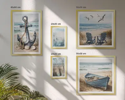 Galeria de quadros para parede com inspirações de estilo praiano