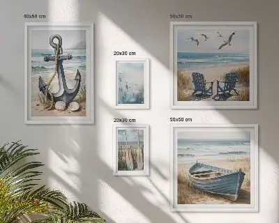 Galeria de quadros para parede com inspirações de estilo praiano