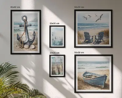 Galeria de quadros para parede com inspirações de estilo praiano