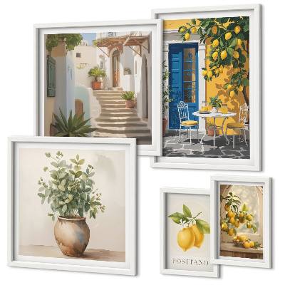Conjunto de 5 quadros com moldura Inspirações de estilo cítrico