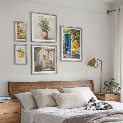 Conjunto de 5 quadros com moldura Inspirações de estilo cítrico
