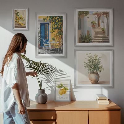 Conjunto de 5 quadros com moldura Inspirações de estilo cítrico