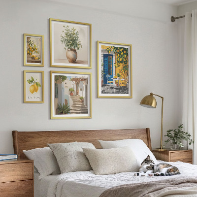 Conjunto de 5 quadros com moldura Inspirações de estilo cítrico