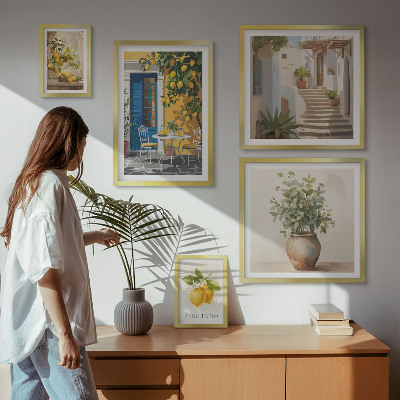 Conjunto de 5 quadros com moldura Inspirações de estilo cítrico