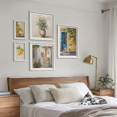 Conjunto de 5 quadros com moldura Inspirações de estilo cítrico