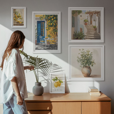Conjunto de 5 quadros com moldura Inspirações de estilo cítrico
