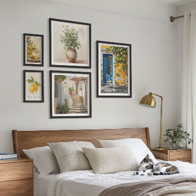 Conjunto de 5 quadros com moldura Inspirações de estilo cítrico