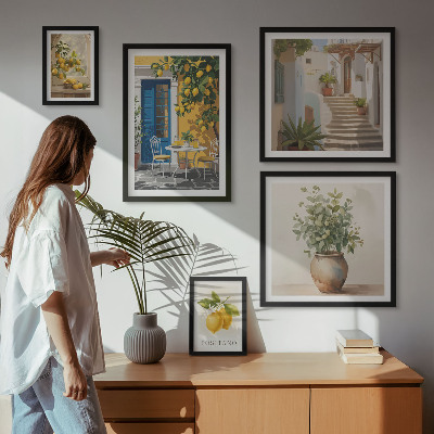 Conjunto de 5 quadros com moldura Inspirações de estilo cítrico