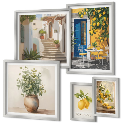 Conjunto de 5 quadros com moldura Inspirações de estilo cítrico