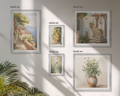 Conjunto de 5 quadros decorativos Vistas elegantes de cidades litorâneas